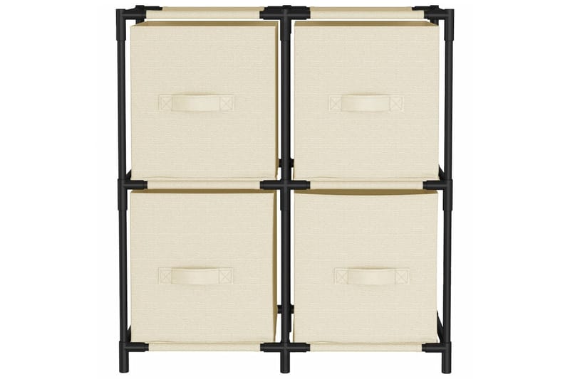 beBasic opbevaringsskab med 4 stofkurve 63x30x71 cm stål cremefarvet - Creme - Opbevaring - Opbevaring til småting - Kurve & kasser