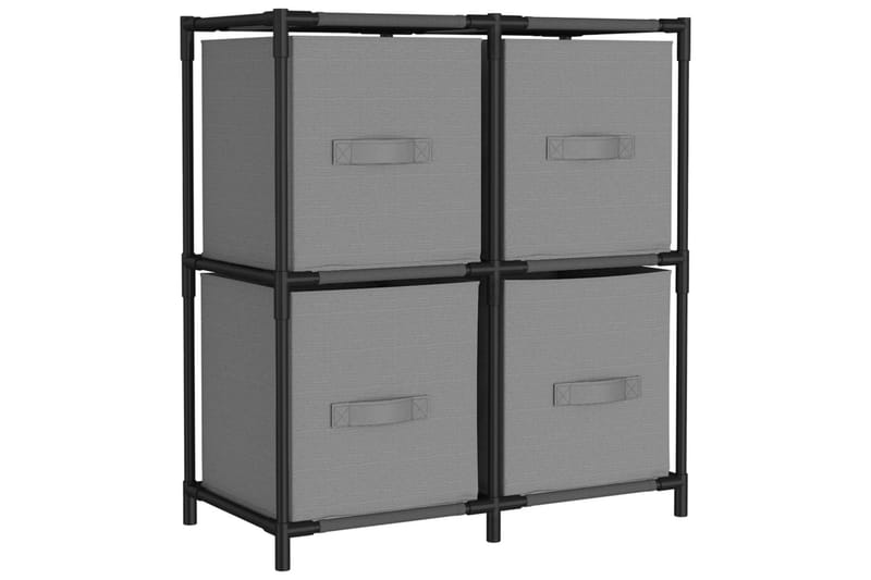 beBasic opbevaringsskab med 4 stofkurve 63x30x71 cm stål grå - GrÃ¥ - Opbevaring - Opbevaring til småting - Kurve & kasser