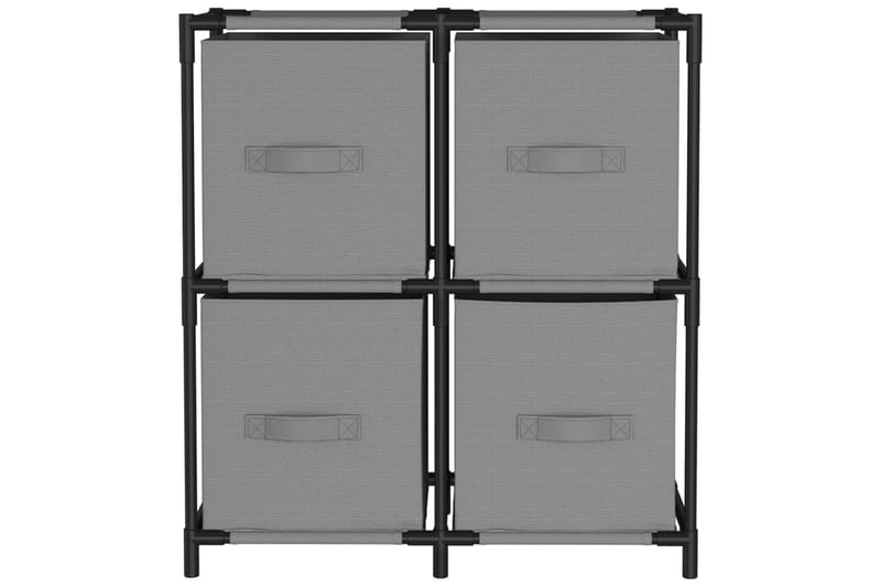 beBasic opbevaringsskab med 4 stofkurve 63x30x71 cm stål grå - GrÃ¥ - Opbevaring - Opbevaring til småting - Kurve & kasser