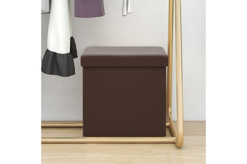 foldbar opbevaringspuf PVC brun - Brun - Opbevaring - Opbevaring til småting - Kurve & kasser