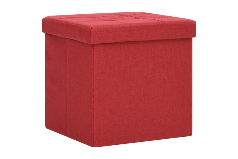 foldbare opbevaringspuffer 2 stk. kunstlærred vinrød - Rød - Kurve & kasser