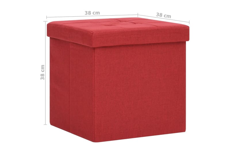 foldbare opbevaringspuffer 2 stk. kunstlærred vinrød - Rød - Kurve & kasser