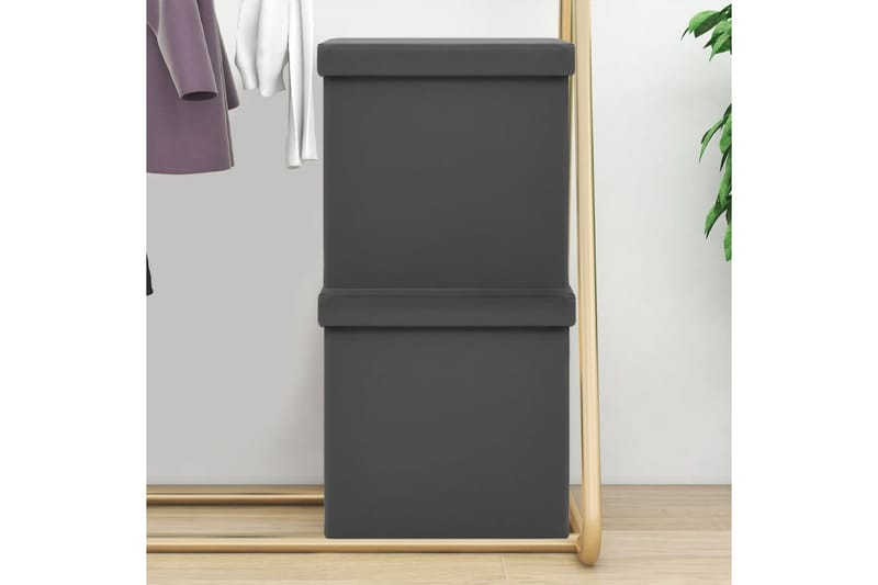foldbare opbevaringspuffer 2 stk. PVC grå - Grå - Opbevaring - Opbevaring til småting - Kurve & kasser