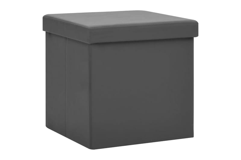 foldbare opbevaringspuffer 2 stk. PVC grå - Grå - Opbevaring - Opbevaring til småting - Kurve & kasser
