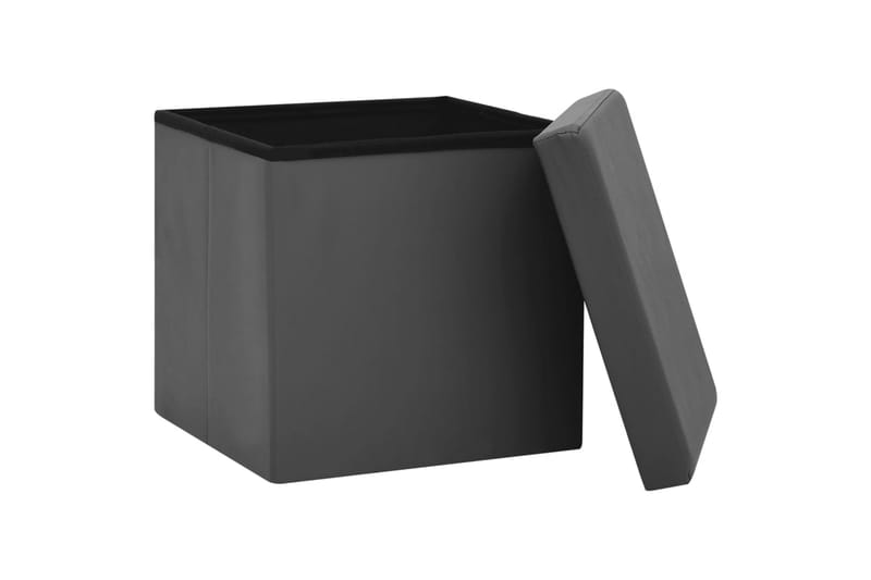 foldbare opbevaringspuffer 2 stk. PVC grå - Grå - Opbevaring - Opbevaring til småting - Kurve & kasser