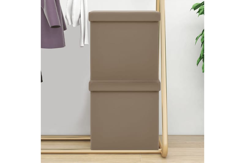 foldbare opbevaringspuffer 2 stk. PVC cappuccinofarvet - Brun - Opbevaring - Opbevaring til småting - Kurve & kasser