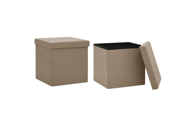 foldbare opbevaringspuffer 2 stk. PVC cappuccinofarvet - Brun - Opbevaring - Opbevaring til småting - Kurve & kasser
