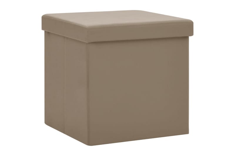 foldbare opbevaringspuffer 2 stk. PVC cappuccinofarvet - Brun - Opbevaring - Opbevaring til småting - Kurve & kasser