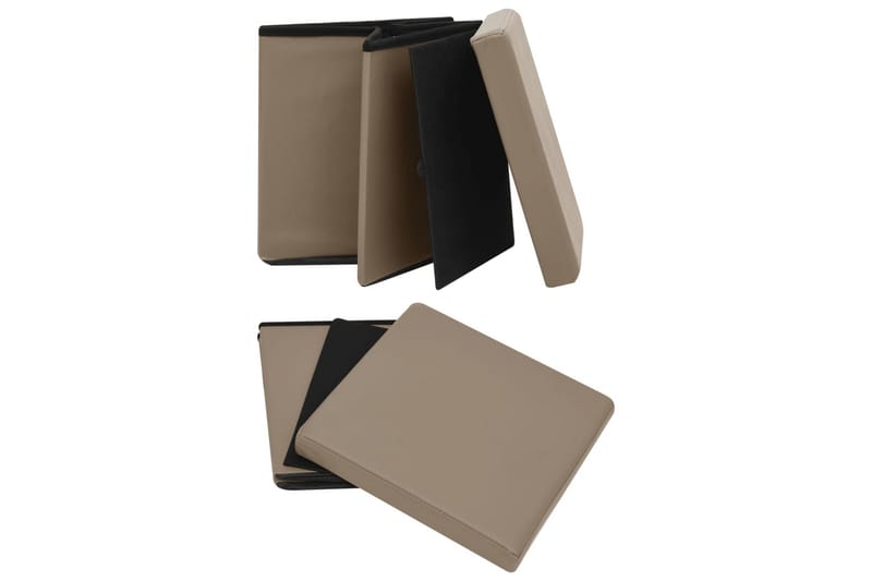 foldbare opbevaringspuffer 2 stk. PVC cappuccinofarvet - Brun - Opbevaring - Opbevaring til småting - Kurve & kasser