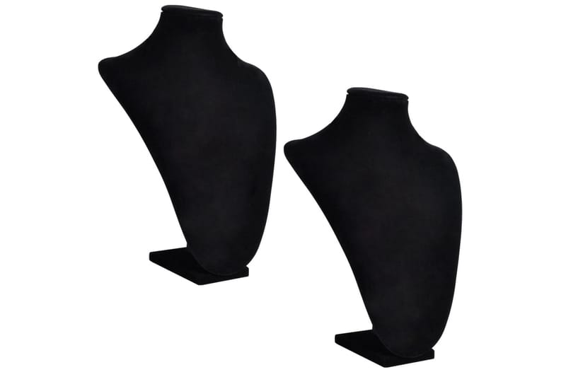 Halskædeholder Buste Flannel 2 Stk. Sort 23 X 11,5 X 30 Cm - Sort - Opbevaring - Opbevaring til småting