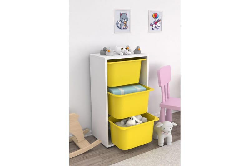 Kelix Opbevaringskasser 45 cm - Gul/Hvid - Opbevaring - Opbevaring til småting - Kurve & kasser
