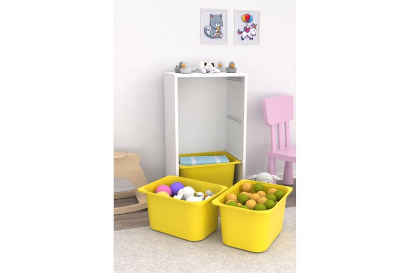 Kelix Opbevaringskasser 45 cm - Gul/Hvid - Opbevaring - Opbevaring til småting - Kurve & kasser
