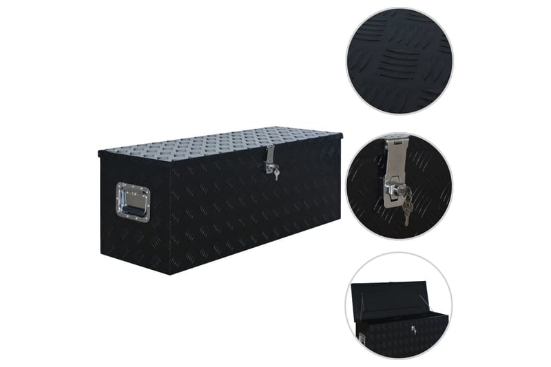 aluminiumskasse 1085 x 370 x 400 mm sort - Sort - Opbevaring - Opbevaring til småting - Kurve & kasser