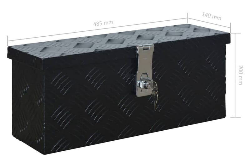 aluminiumskasse 485 x 140 x 200 mm sort - Sort - Kurve & kasser