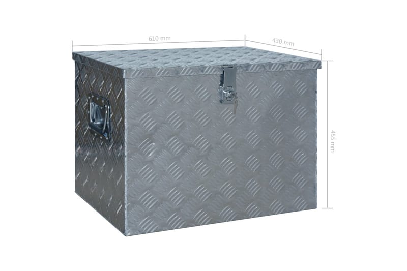 aluminiumskasse 610 x 430 x 455 mm sølvfarvet - Sølv - Opbevaring - Opbevaring til småting - Kurve & kasser