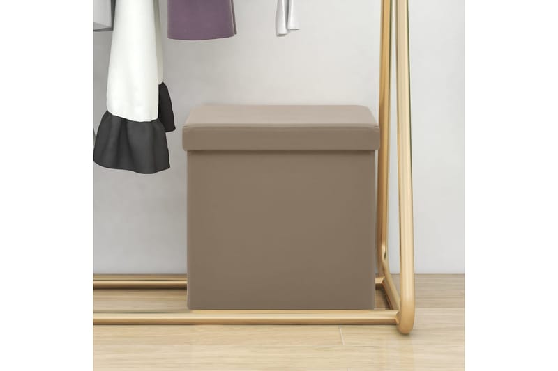 foldbar opbevaringspuf PVC cappuccinofarvet - Brun - Opbevaring - Opbevaring til småting - Kurve & kasser