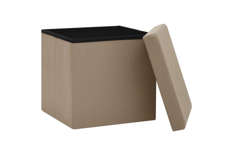foldbar opbevaringspuf PVC cappuccinofarvet - Brun - Opbevaring - Opbevaring til småting - Kurve & kasser