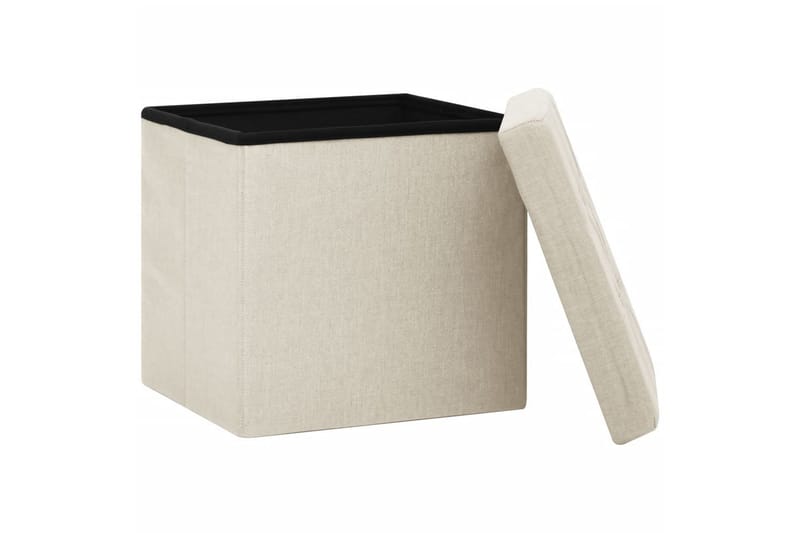 foldbar puf kunstlærred cremehvid - Hvid - Kurve & kasser