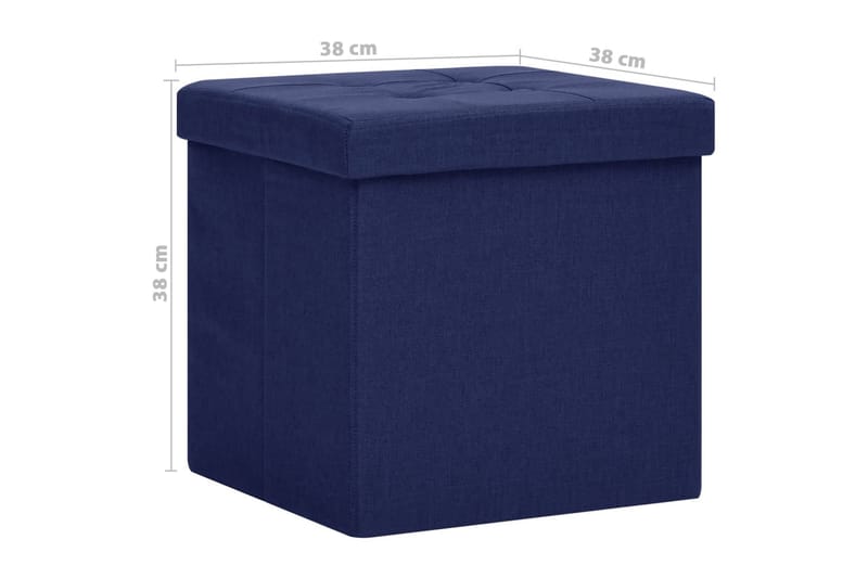 foldbare opbevaringspuffer 2 stk. kunstlærred blå - Blå - Kurve & kasser