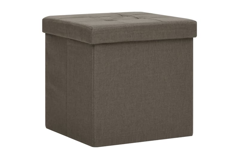 foldbare opbevaringspuffer 2 stk. kunstlærred brun - Brun - Kurve & kasser