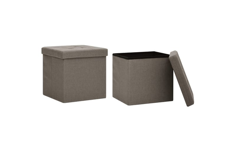 foldbare opbevaringspuffer 2 stk. kunstlærred gråbrun - Gråbrun - Kurve & kasser