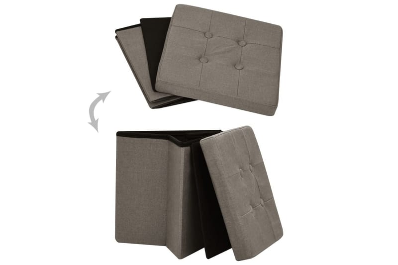 foldbare opbevaringspuffer 2 stk. kunstlærred gråbrun - Gråbrun - Kurve & kasser