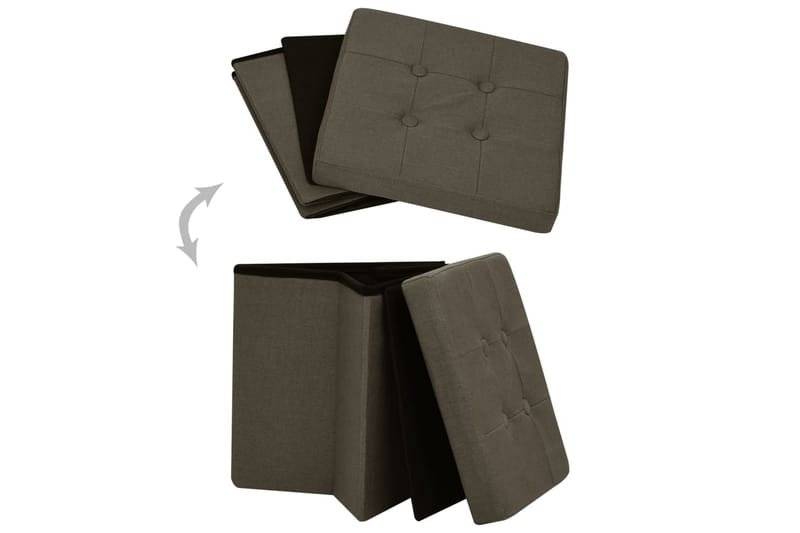 foldbare opbevaringspuffer 2 stk. kunstlærred mørkebrun - Brun - Kurve & kasser