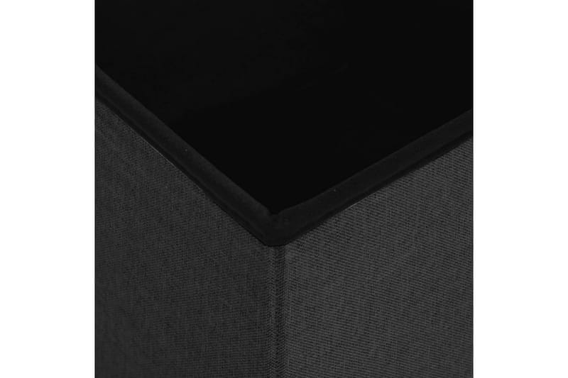 foldbare opbevaringspuffer 2 stk. kunstlærred sort - Sort - Kurve & kasser