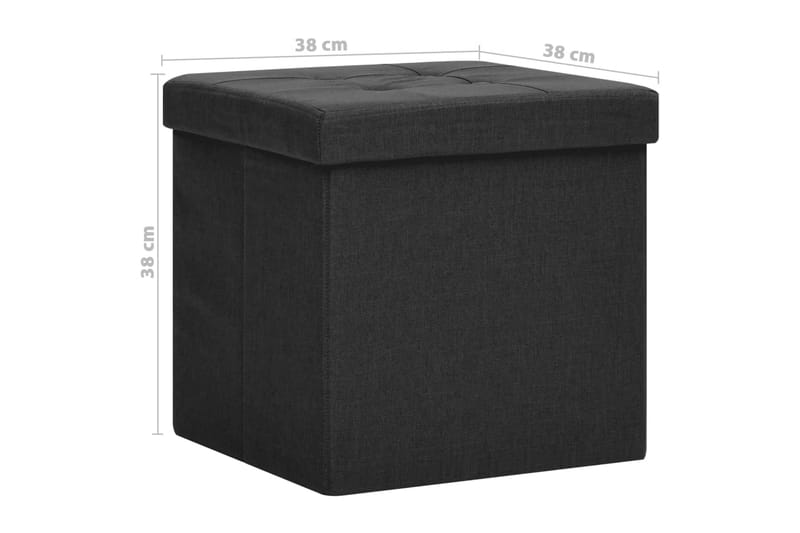 foldbare opbevaringspuffer 2 stk. kunstlærred sort - Sort - Kurve & kasser