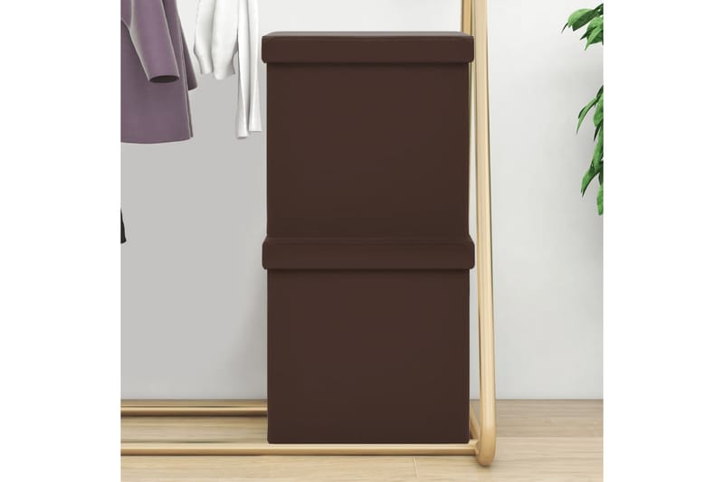 foldbare opbevaringspuffer 2 stk. PVC brun - Brun - Opbevaring - Opbevaring til småting - Kurve & kasser