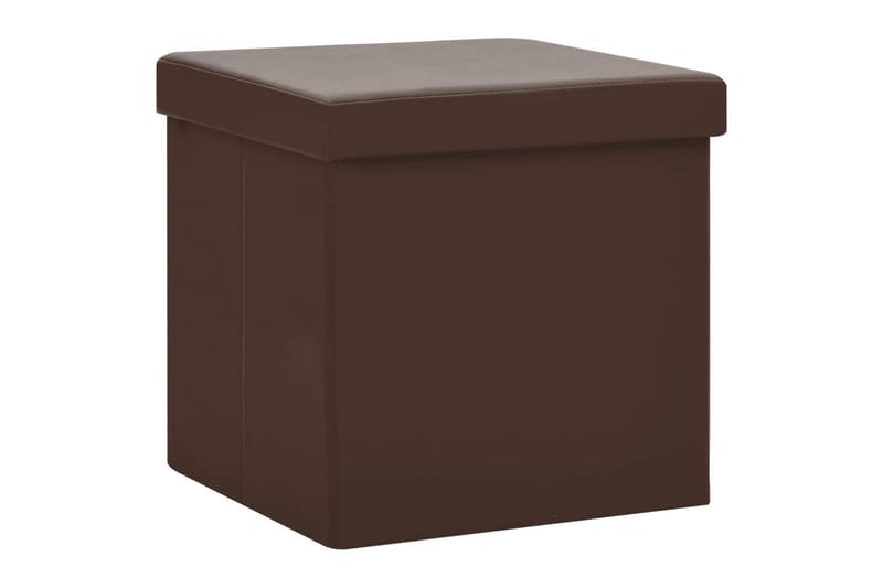 foldbare opbevaringspuffer 2 stk. PVC brun - Brun - Opbevaring - Opbevaring til småting - Kurve & kasser