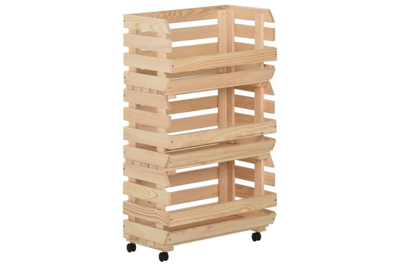 grøntsagsvogn 37x30x80 cm massiv fyrretræ - Brun - Opbevaring - Opbevaring til småting - Kurve & kasser
