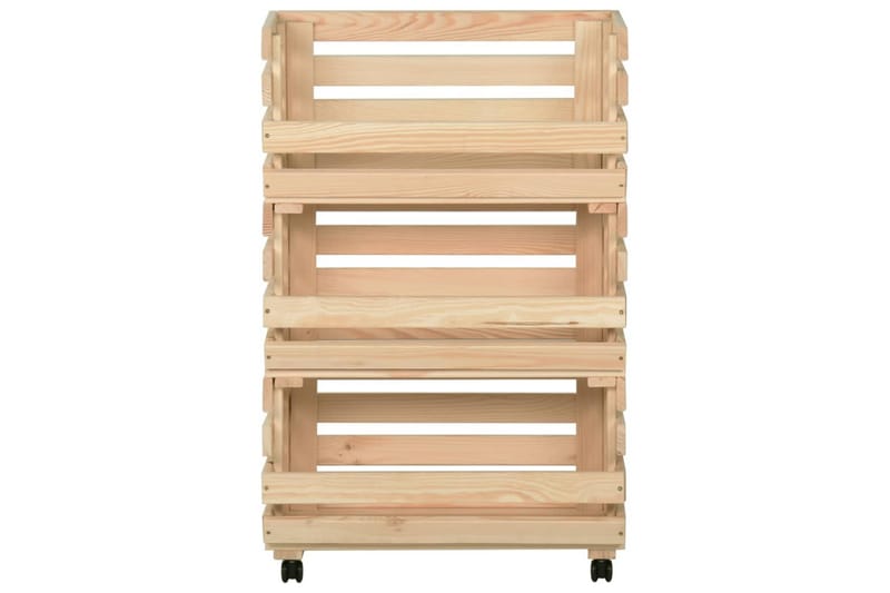 grøntsagsvogn 37x30x80 cm massiv fyrretræ - Brun - Opbevaring - Opbevaring til småting - Kurve & kasser