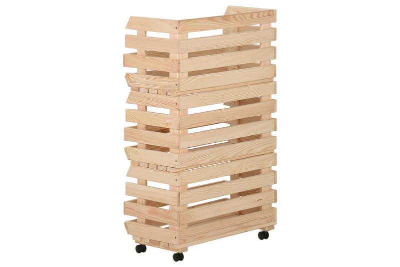 grøntsagsvogn 37x30x80 cm massiv fyrretræ - Brun - Opbevaring - Opbevaring til småting - Kurve & kasser