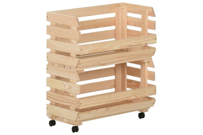 grøntsagsvogn 37x30x80 cm massiv fyrretræ - Brun - Opbevaring - Opbevaring til småting - Kurve & kasser