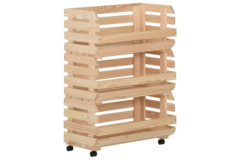 grøntsagsvogn 57x30x80 cm massivt fyrretræ - Brun - Opbevaring - Opbevaring til småting - Kurve & kasser
