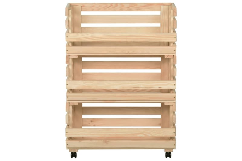grøntsagsvogn 57x30x80 cm massivt fyrretræ - Brun - Opbevaring - Opbevaring til småting - Kurve & kasser