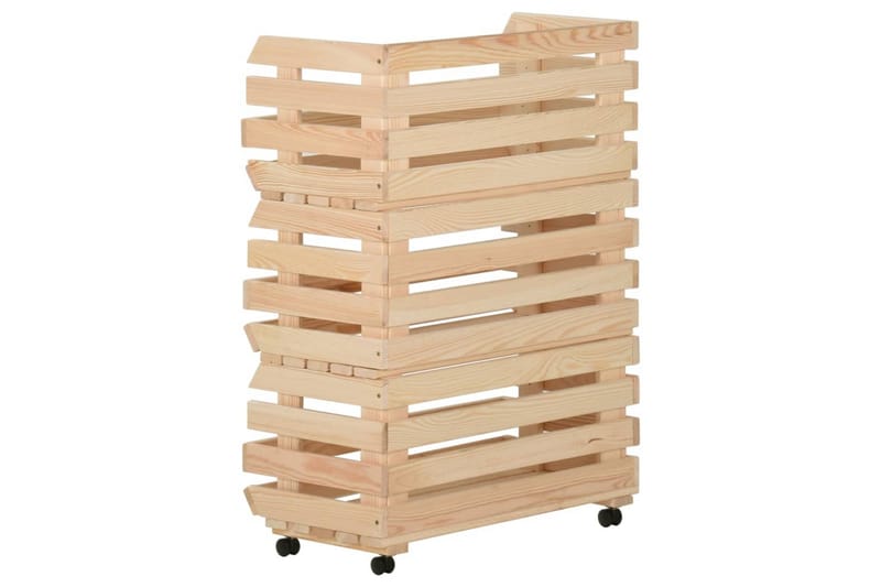 grøntsagsvogn 57x30x80 cm massivt fyrretræ - Brun - Opbevaring - Opbevaring til småting - Kurve & kasser