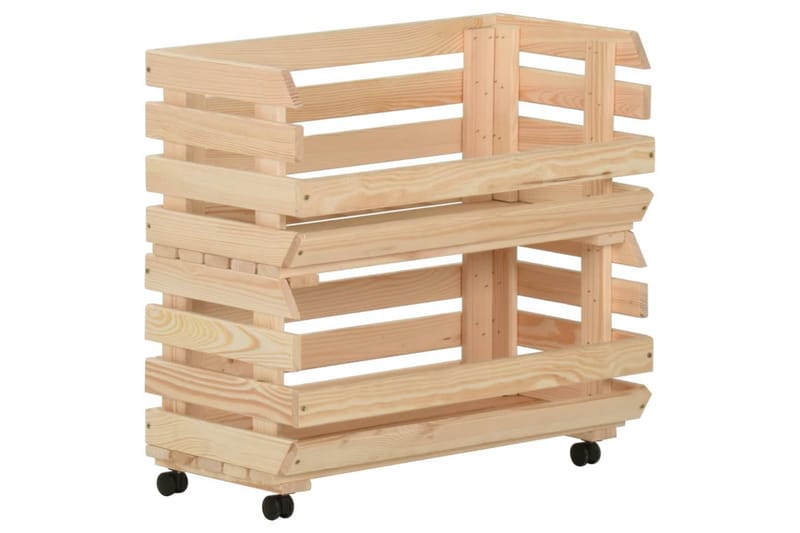 grøntsagsvogn 57x30x80 cm massivt fyrretræ - Brun - Opbevaring - Opbevaring til småting - Kurve & kasser
