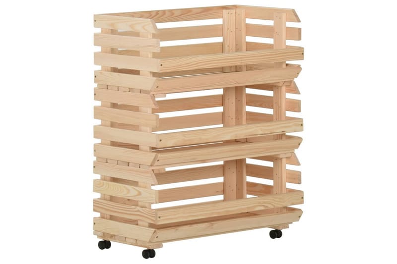 grøntsagsvogn 77x30x80 cm massivt fyrretræ - Brun - Opbevaring - Opbevaring til småting - Kurve & kasser