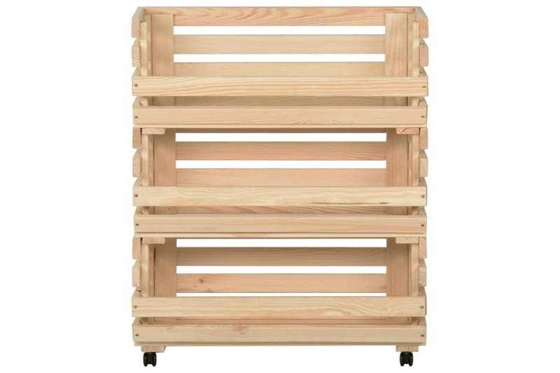 grøntsagsvogn 77x30x80 cm massivt fyrretræ - Brun - Opbevaring - Opbevaring til småting - Kurve & kasser