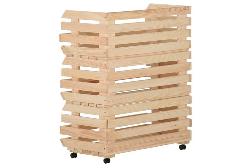 grøntsagsvogn 77x30x80 cm massivt fyrretræ - Brun - Opbevaring - Opbevaring til småting - Kurve & kasser