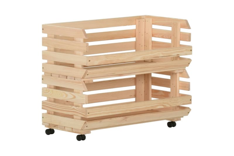 grøntsagsvogn 77x30x80 cm massivt fyrretræ - Brun - Opbevaring - Opbevaring til småting - Kurve & kasser