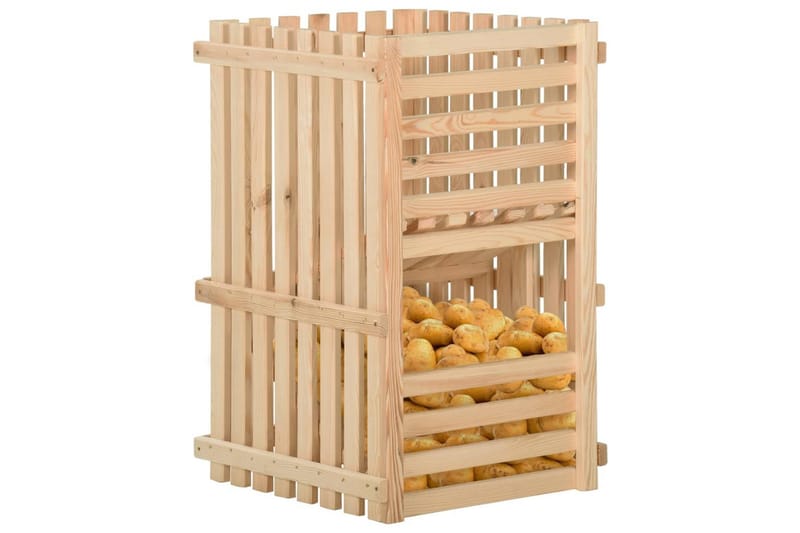 kartoffelkasse 50x50x80 cm massivt fyrretræ - Brun - Opbevaring - Opbevaring til småting - Kurve & kasser