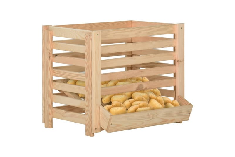 kartoffelkasse 60x40x50 cm massivt fyrretræ - Brun - Opbevaring - Opbevaring til småting - Kurve & kasser