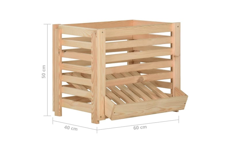 kartoffelkasse 60x40x50 cm massivt fyrretræ - Brun - Opbevaring - Opbevaring til småting - Kurve & kasser