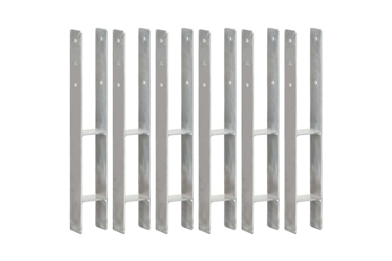 hegnspløkker 6 stk. 8x6x60 cm galvaniseret stål sølvfarvet - Opbevaring - Opbevaring til småting - Kurve & kasser - Kasser