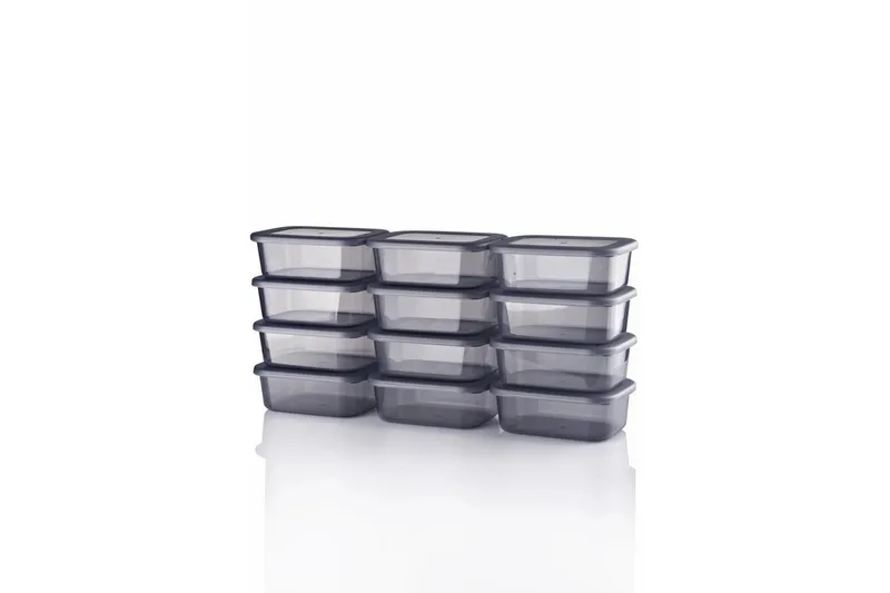 Opbevaringsboks Sæt (12 Dele) Ornel Antracit, Antracit