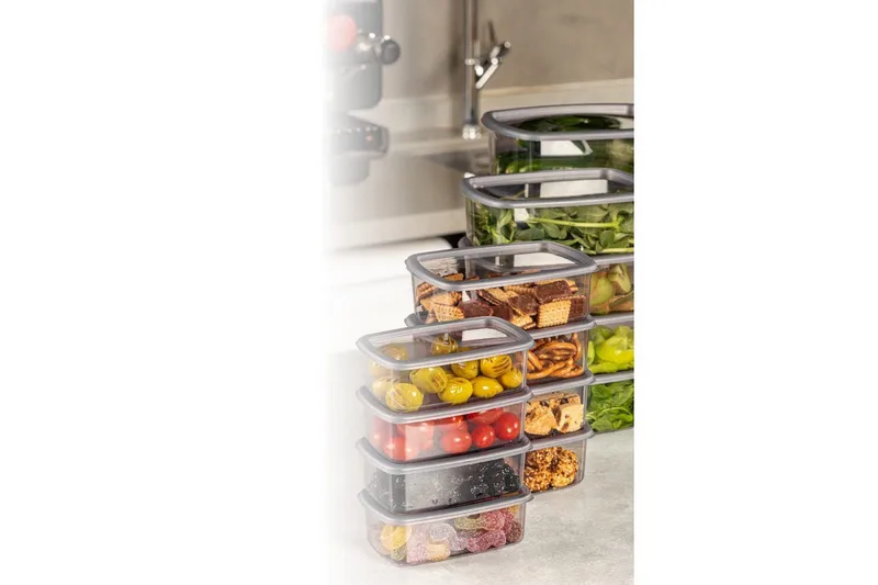 Opbevaringsboks Sæt (16 Dele) Rasalas16 Antracit - Antracit - Opbevaring - Opbevaring til småting - Kurve & kasser - Plastikbakke & plastikkasse