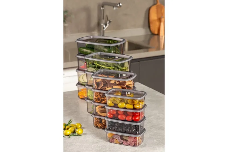 Opbevaringsboks Sæt (16 Dele) Rasalas16 Antracit - Antracit - Opbevaring - Opbevaring til småting - Kurve & kasser - Plastikbakke & plastikkasse